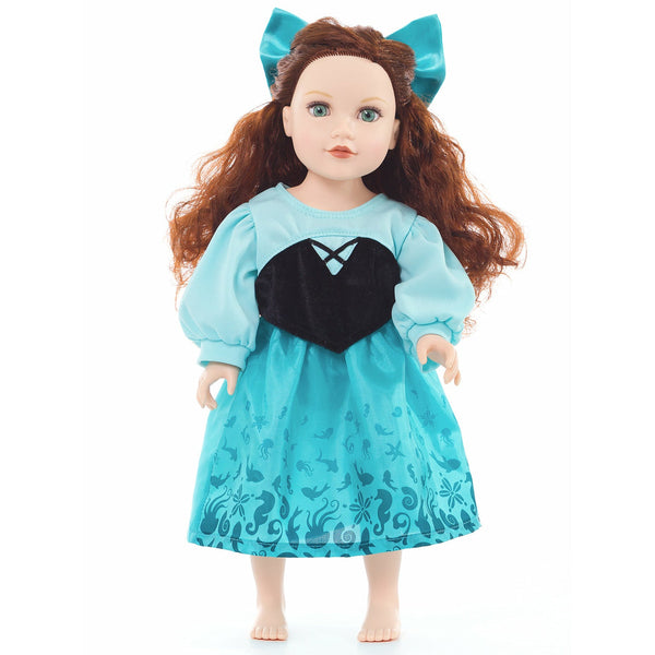 Princess - Doll Dress - Mermaid Day Dress w/Hair Bow Clair's Corner