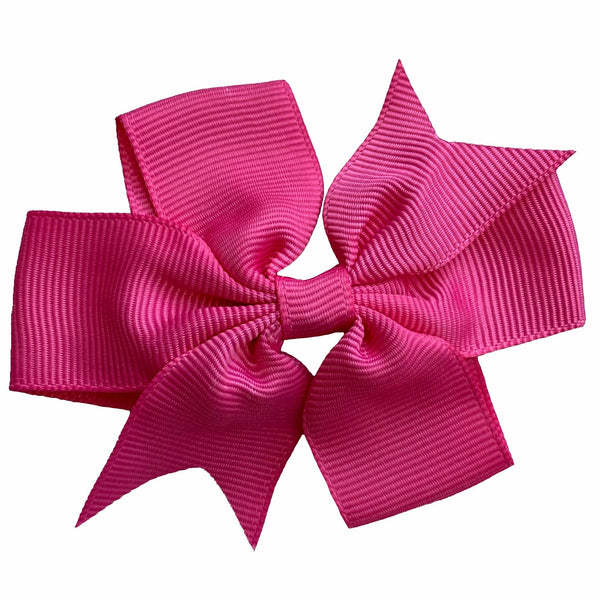 Set of 3- Hot Pink 4" Ribbon Bow Clips Clair's Corner